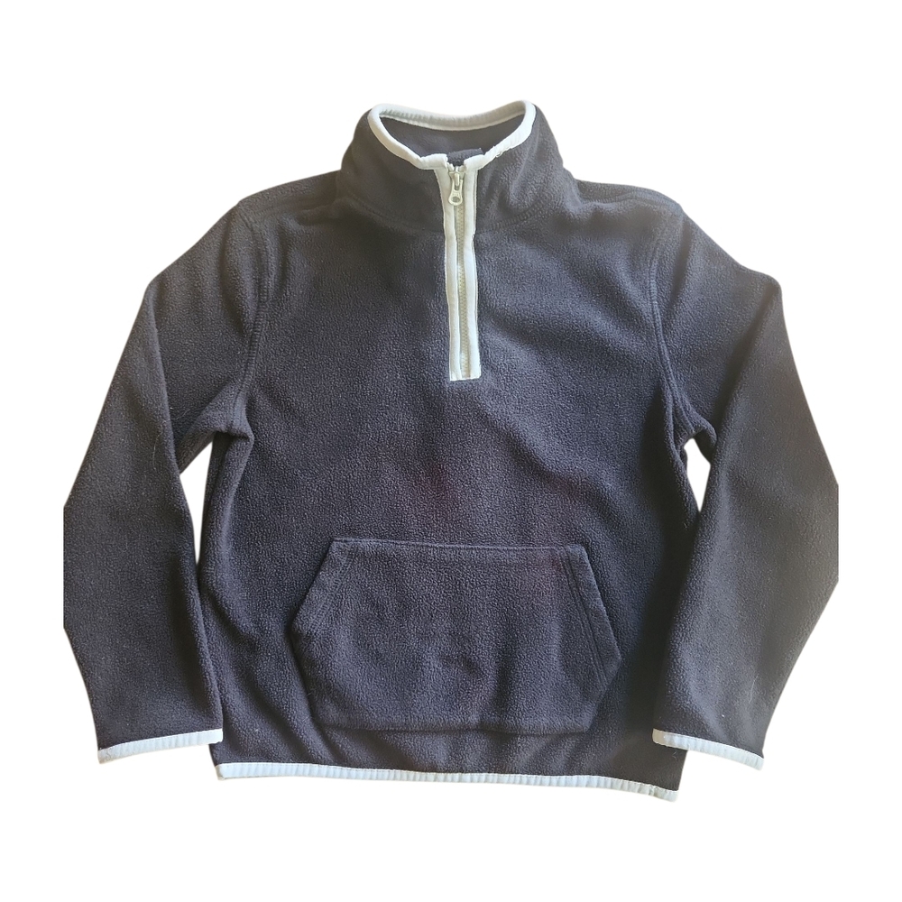 Fleece Jacket Size 5 / 6 Black 1/4 Zip Pullover Kangaroo Pocket Janie & Jack